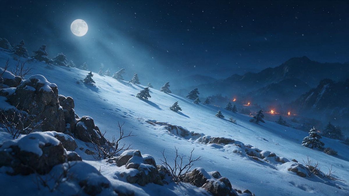 场景 1 · 晋察冀山野雪坡 · 夜