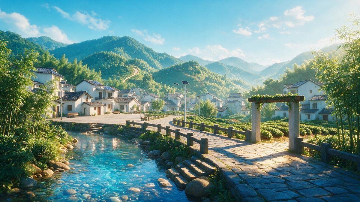 场景 12 · 浙江余村绿水青山间的新村 · 日