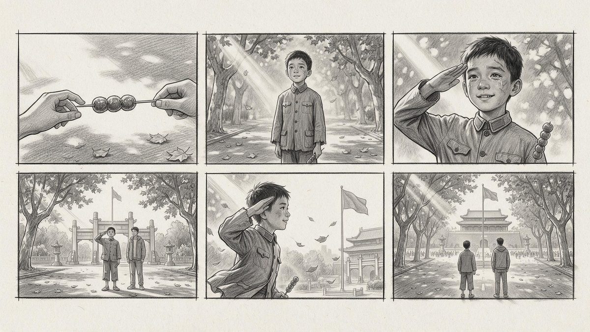 分镜 · 场景 17 第二段，两个少年互敬军礼